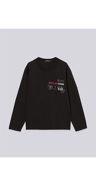 完売品 新品タグ付 リフレクティブロゴウインドクルーネック プルオーバー 黒 Ｌ ボーイズ ロングTシャツ｜REPLAY リプレイ公式通販サイト